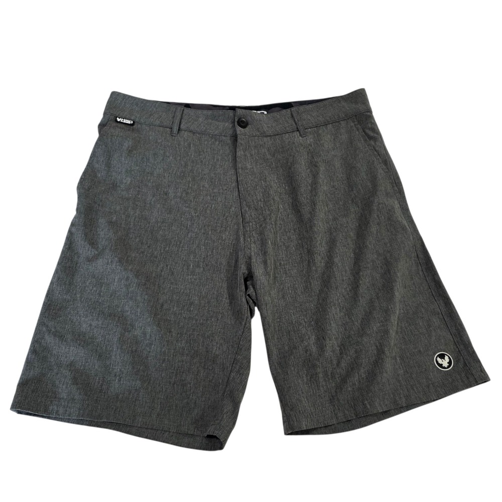 HSD Kirra Australia Swimming Shorts Gray 34 Heathered Flat Front Slash Pocket
